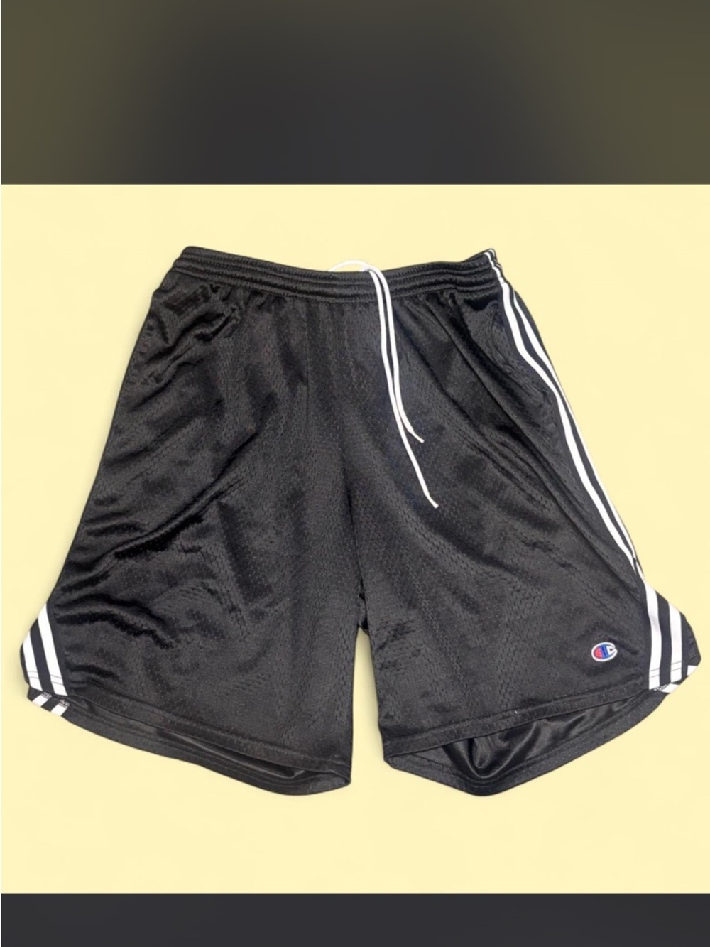 Spalding Black Athletic Mesh Shorts with White Side Stripes